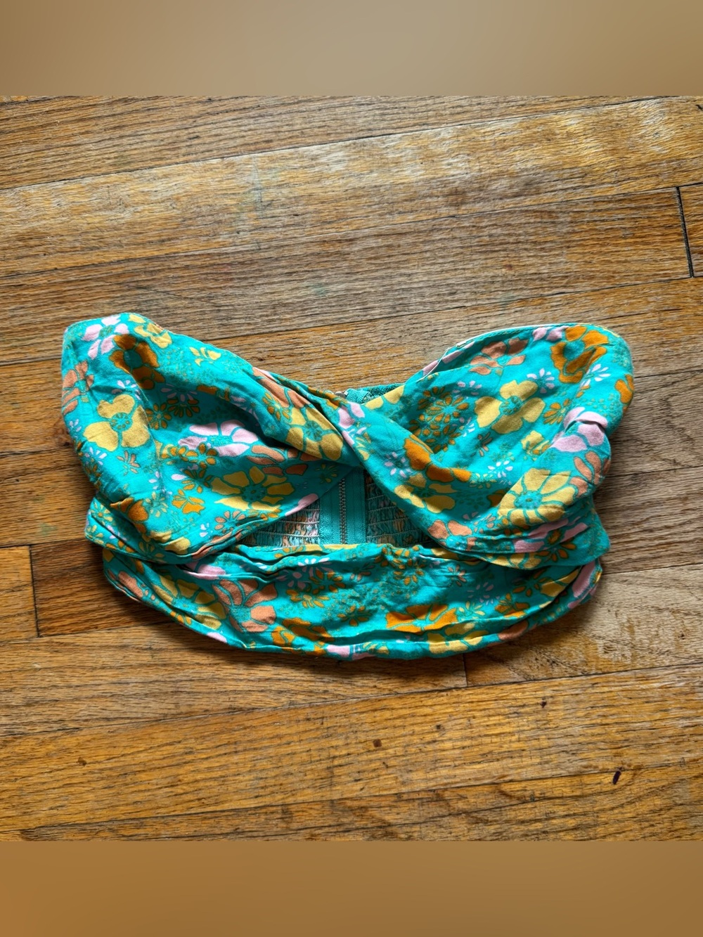 Hello Molly Turquoise Floral Crop Top
